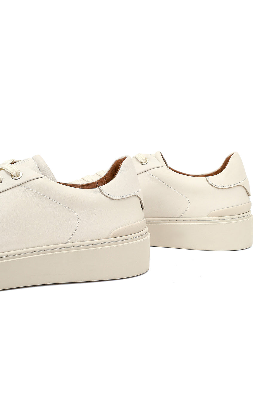 Men's White Lace-Up Leather Sneaker