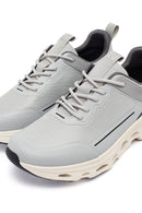 Men's Grey Lace-Up Thick-Sole Fabric Sneakers | Derimod