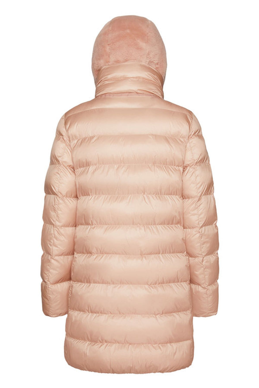Geox Women's Pink Desya Double Collar Hooded Fur Coat