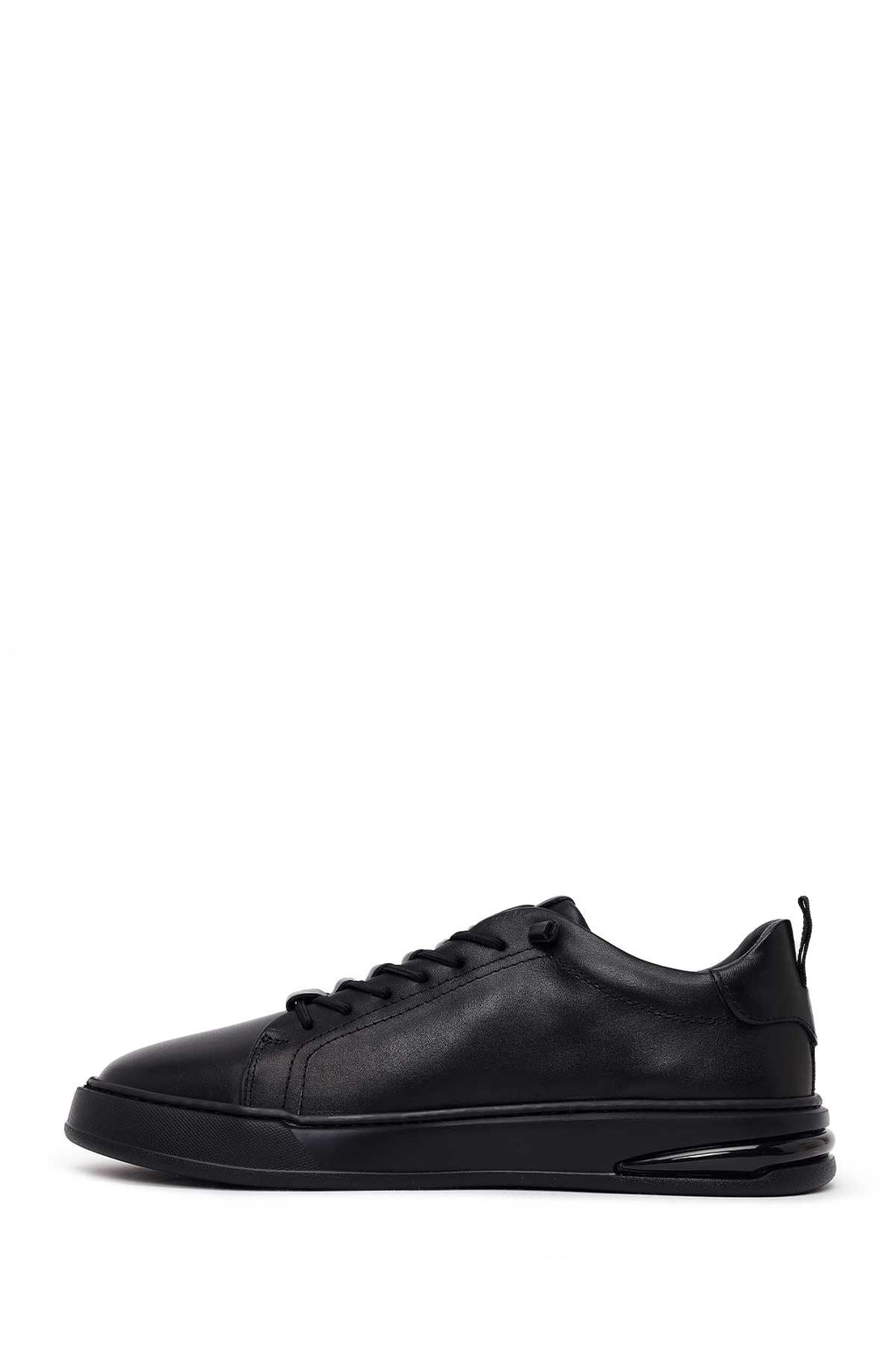 Erkek Siyah Bağcıklı Deri Sneaker