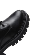 Woman Black Zippered Leather Postal Boots | Derimod
