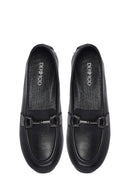 Women's Black Buckle Leather Loafer | Derimod