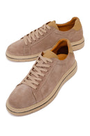 Erkek Bej Bağcıklı Nubuk Deri Sneaker | Derimod