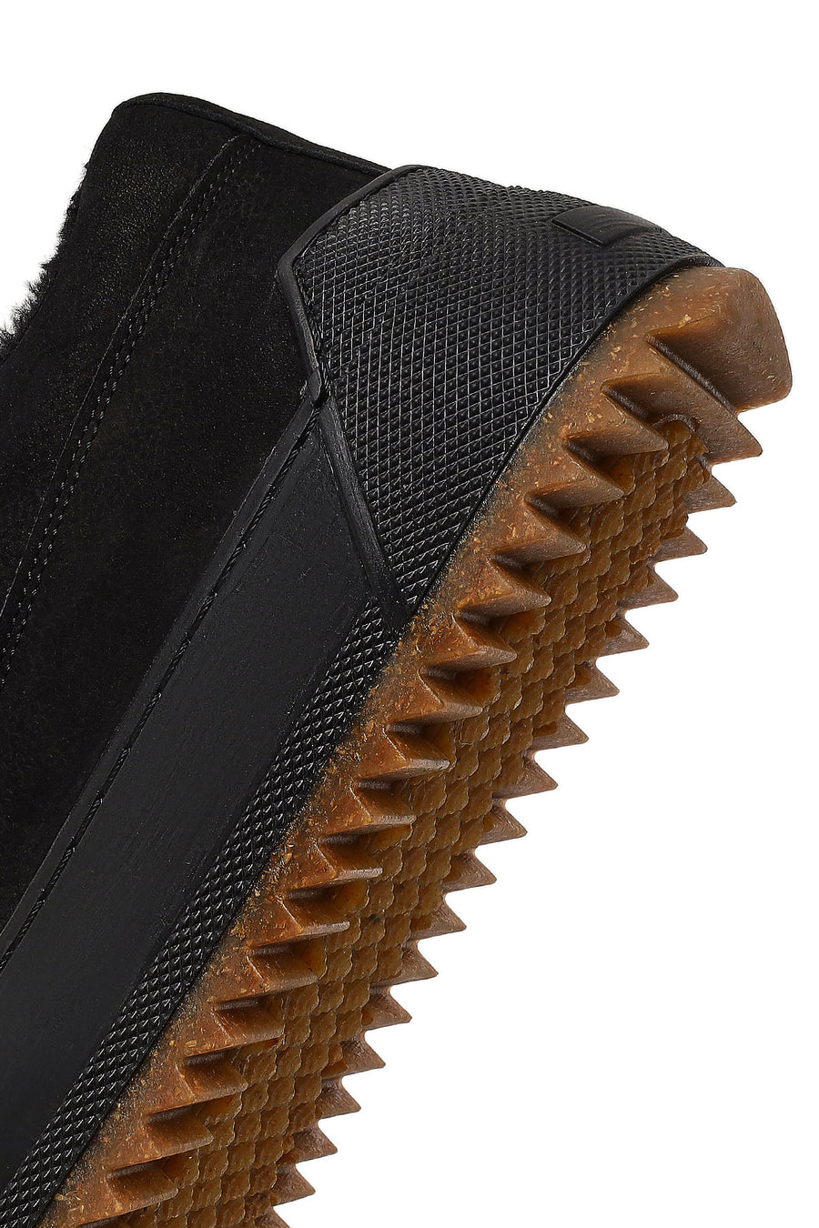 Erkek Siyah Bağcıklı Kalın Tabanlı Nubuk Deri Sneaker