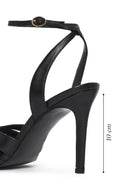 Woman Black Ankle-Buckle High Stiletto-Heel Leather Sandals | Derimod