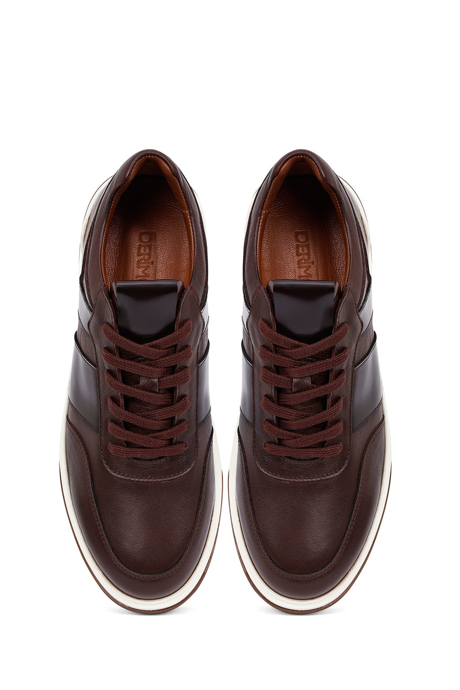Men's Brown Lace-Up Leather Sneakers