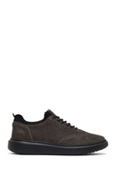 Erkek Gri Bağcıklı Nubuk Deri Sneaker | Derimod