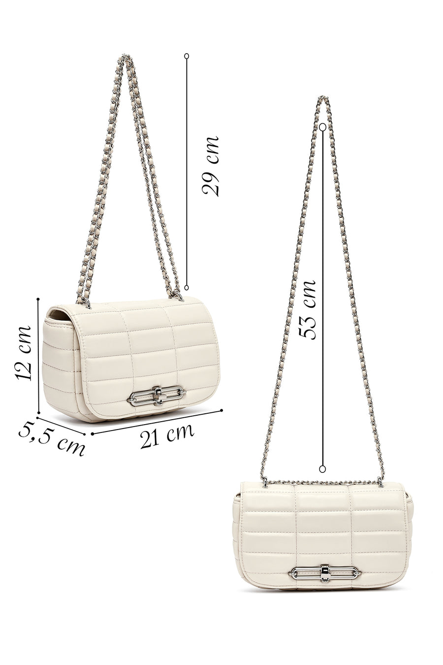 Women's Cream Long Strap Quilted Mini Crossbody Bag
