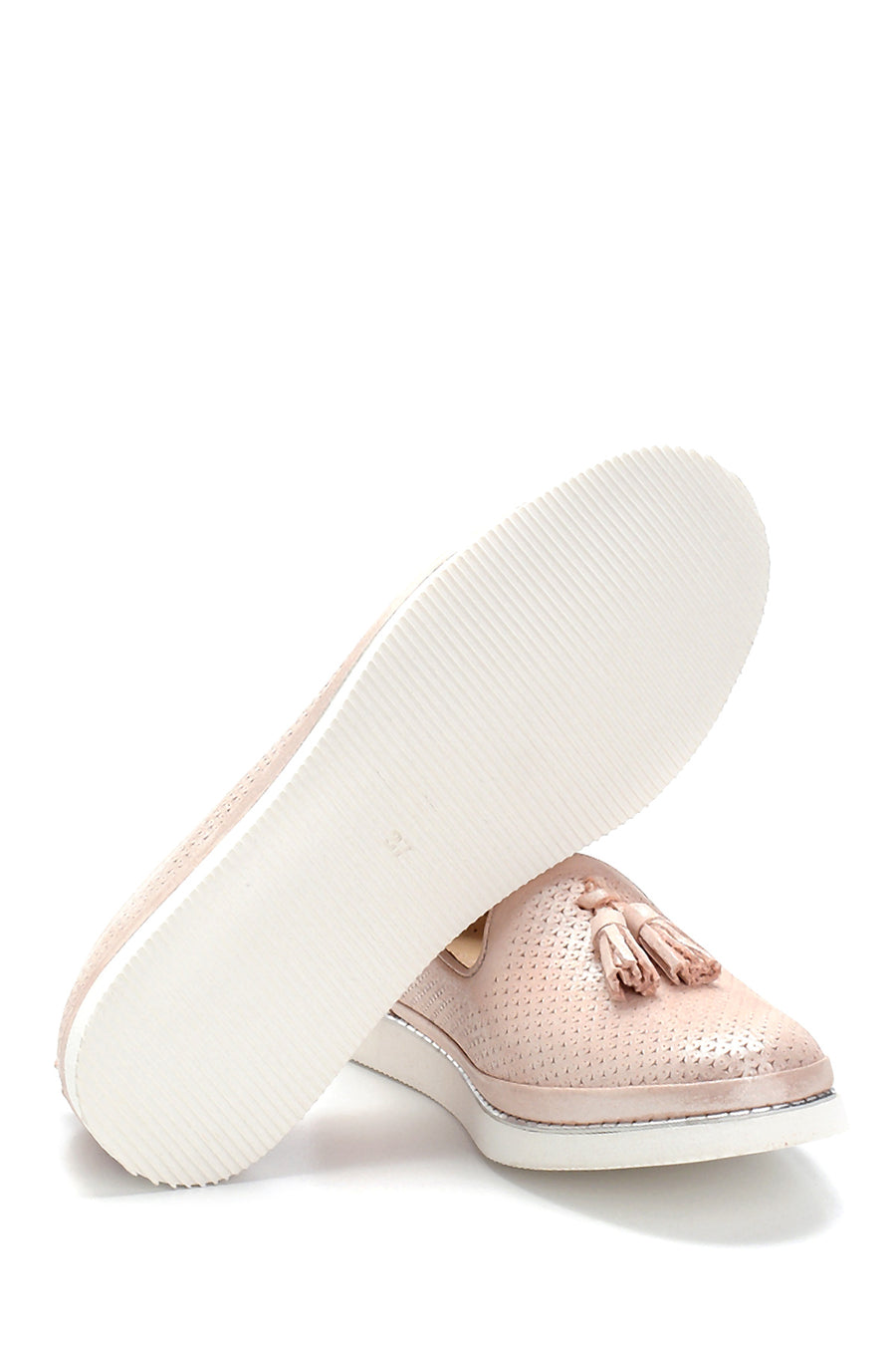 Women's Leather Glitter Detailed Loafer