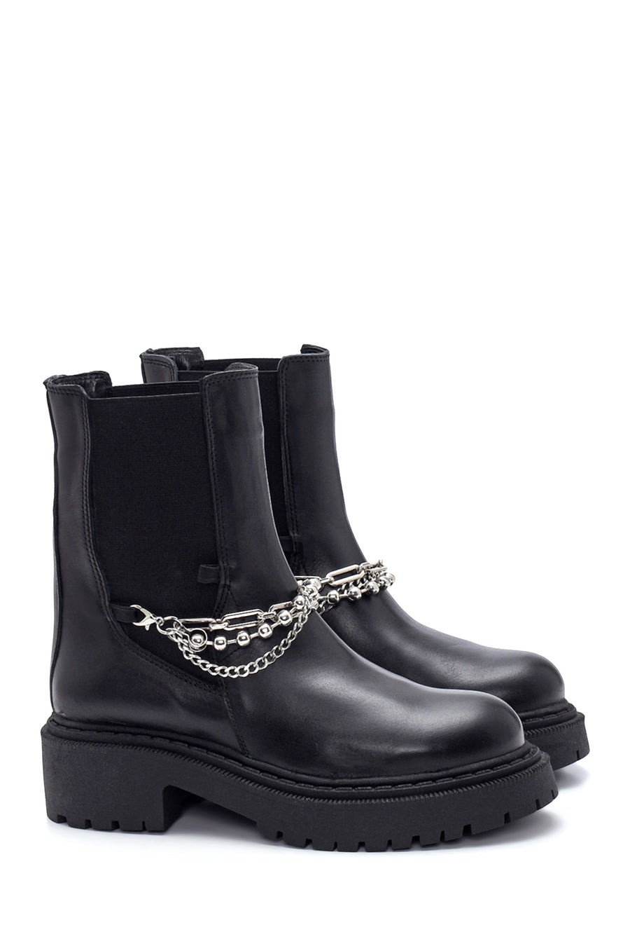 Women's Leather Chelsea Chain Boots