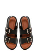 Women's Black Double Buckle Sandals | Derimod