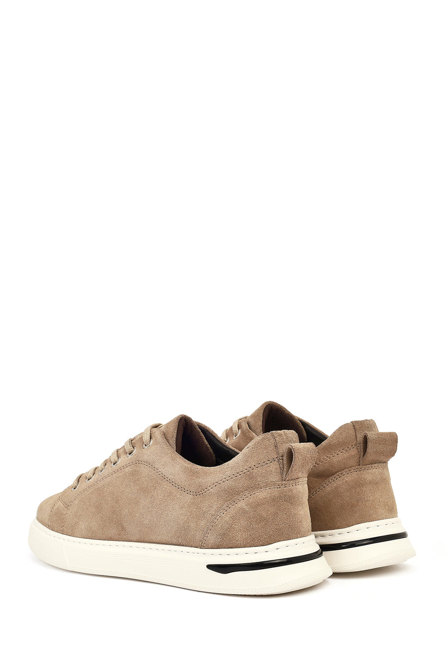 Erkek Vizon Bağcıklı Süet Deri Casual Sneaker