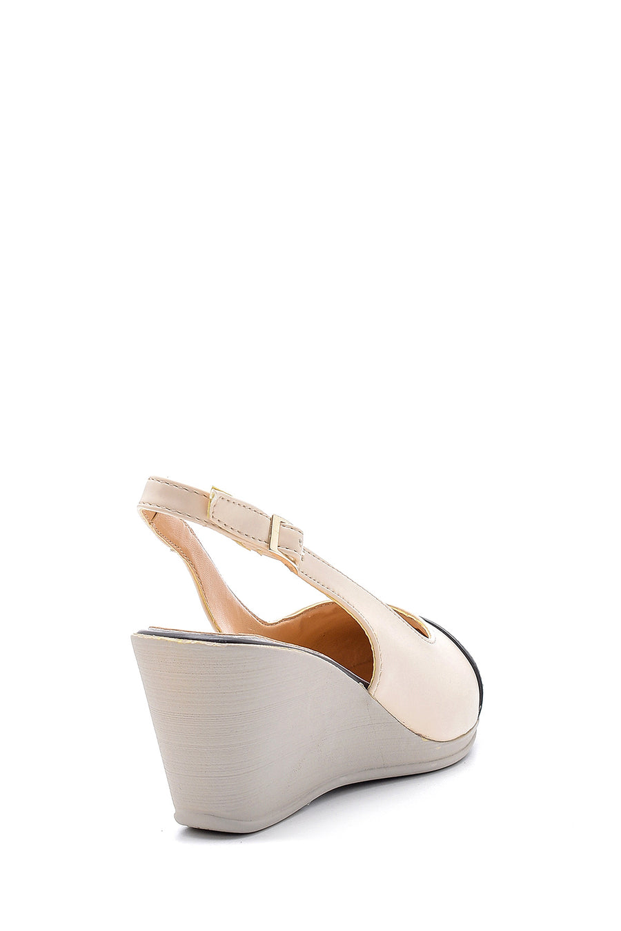 Women's Patent Leather Detailed Wedge Heeled Sandals