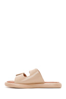 Women's Beige Double Buckle Slippers | Derimod