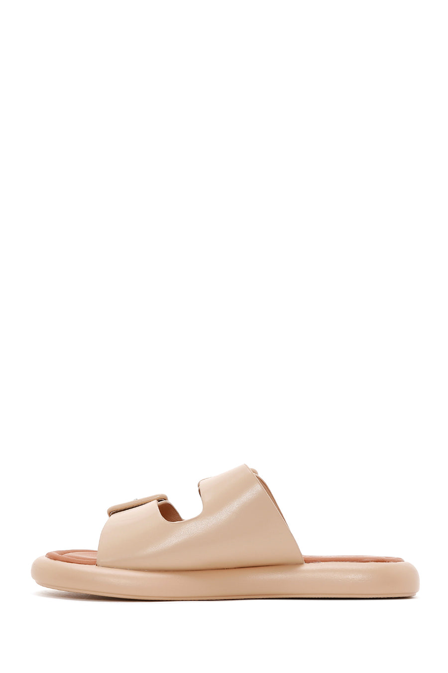 Women's Beige Double Buckle Slippers