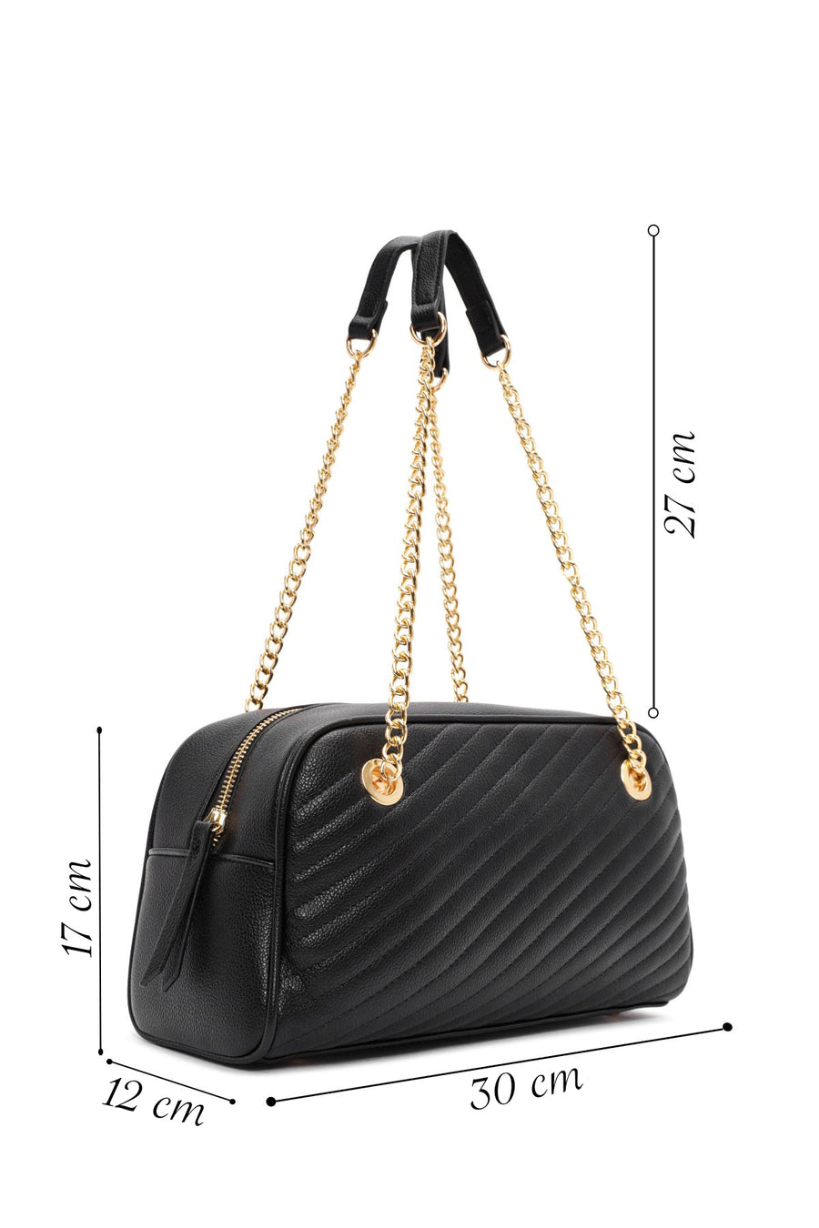 Women's Black Chain Strap Quilted Shoulder Bag