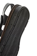 Women's Black Strappy Leather Comfort Sandals | Derimod