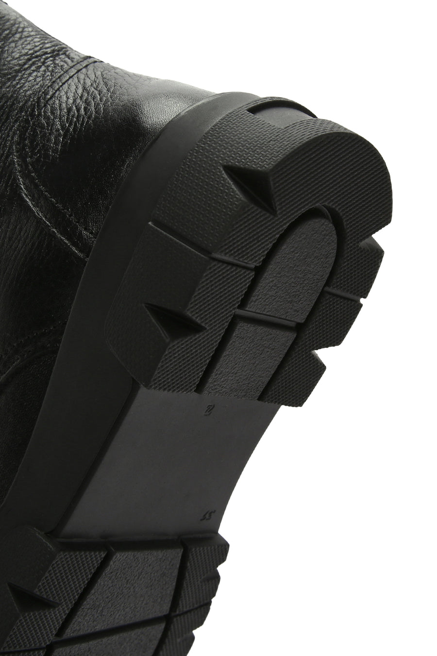 Women's Black Zippered Thick-Soled Leather Boots