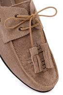 Woman Mink Tasselled Suede Leather Loafer | Derimod