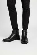 Men's Black Zippered Buckle Detail Leather Classic Boat | Derimod