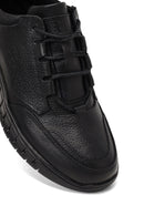Erkek Siyah Bağcıklı Kalın Tabanlı Deri Casual Sneaker | Derimod