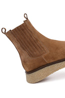 Women's Camel Thick-Soled Suede Leather Chelsea Boot | Derimod