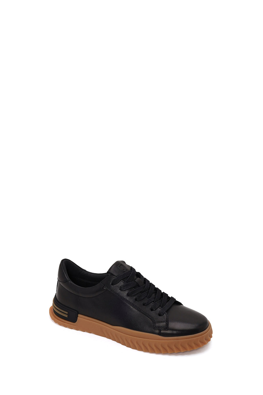 Erkek Siyah Bağcıklı Deri Casual Sneaker