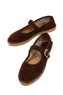 Women's Brown Strap Suede Leather Espadrilles | Derimod