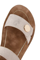 Women's Gold Ankle Strap Thick Soled Metallic Sandals | Derimod