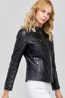 Lucky Women's Black Leather Jacket | Derimod