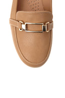 Brown Women's Leather Loafer with Wedge Heels | Derimod