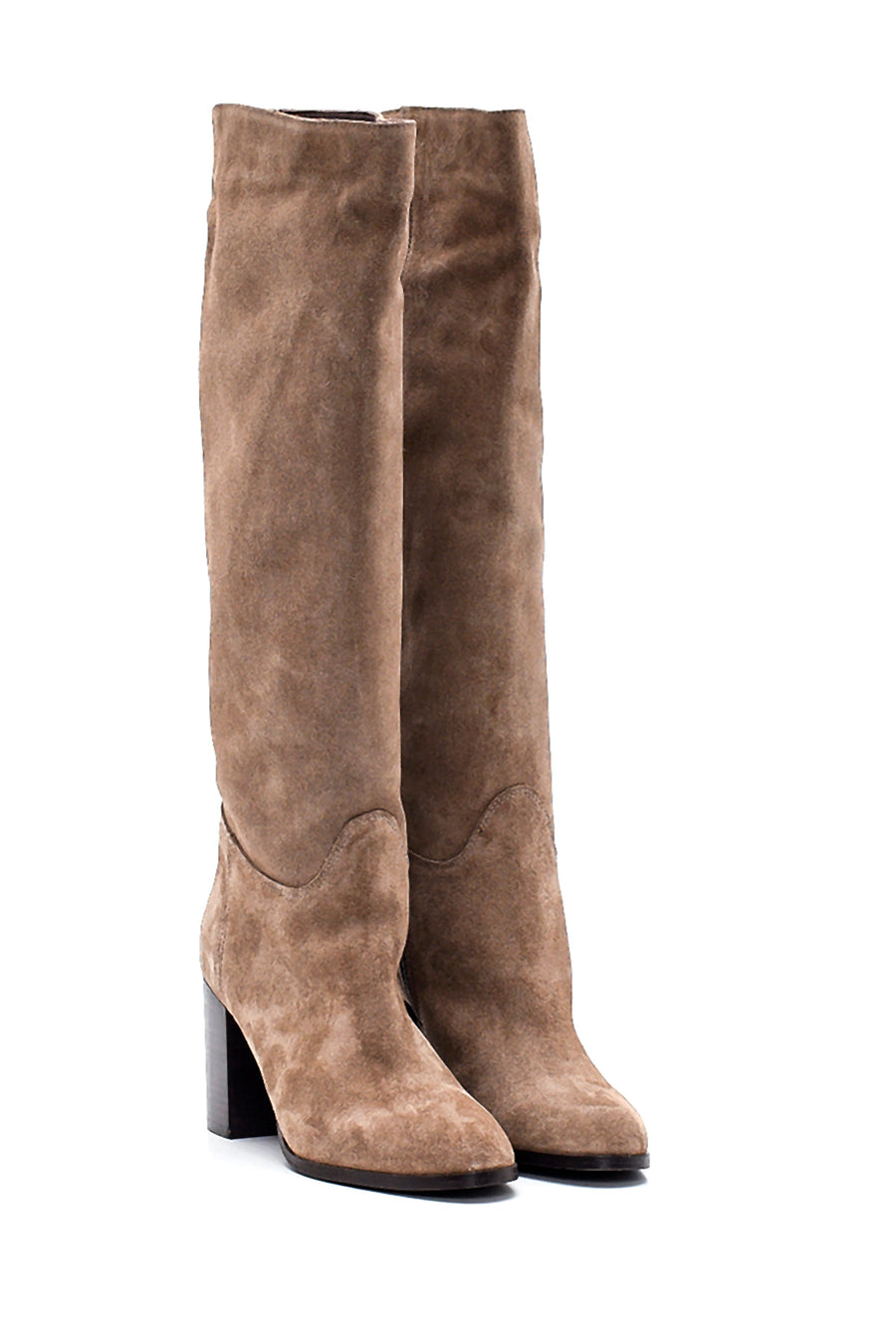 Women's Suede Heeled Leather Boots