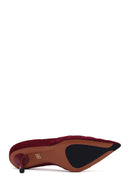 Woman Burgundy Thin-Heeled Suede Stiletto | Derimod
