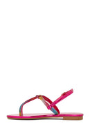 Women's Multicolored Ankle Strap Flip Flop Sandals with Stones | Derimod