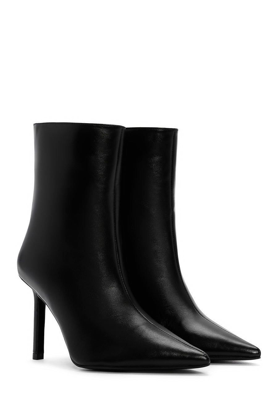 Women's Black Thin Heeled Leather Boots