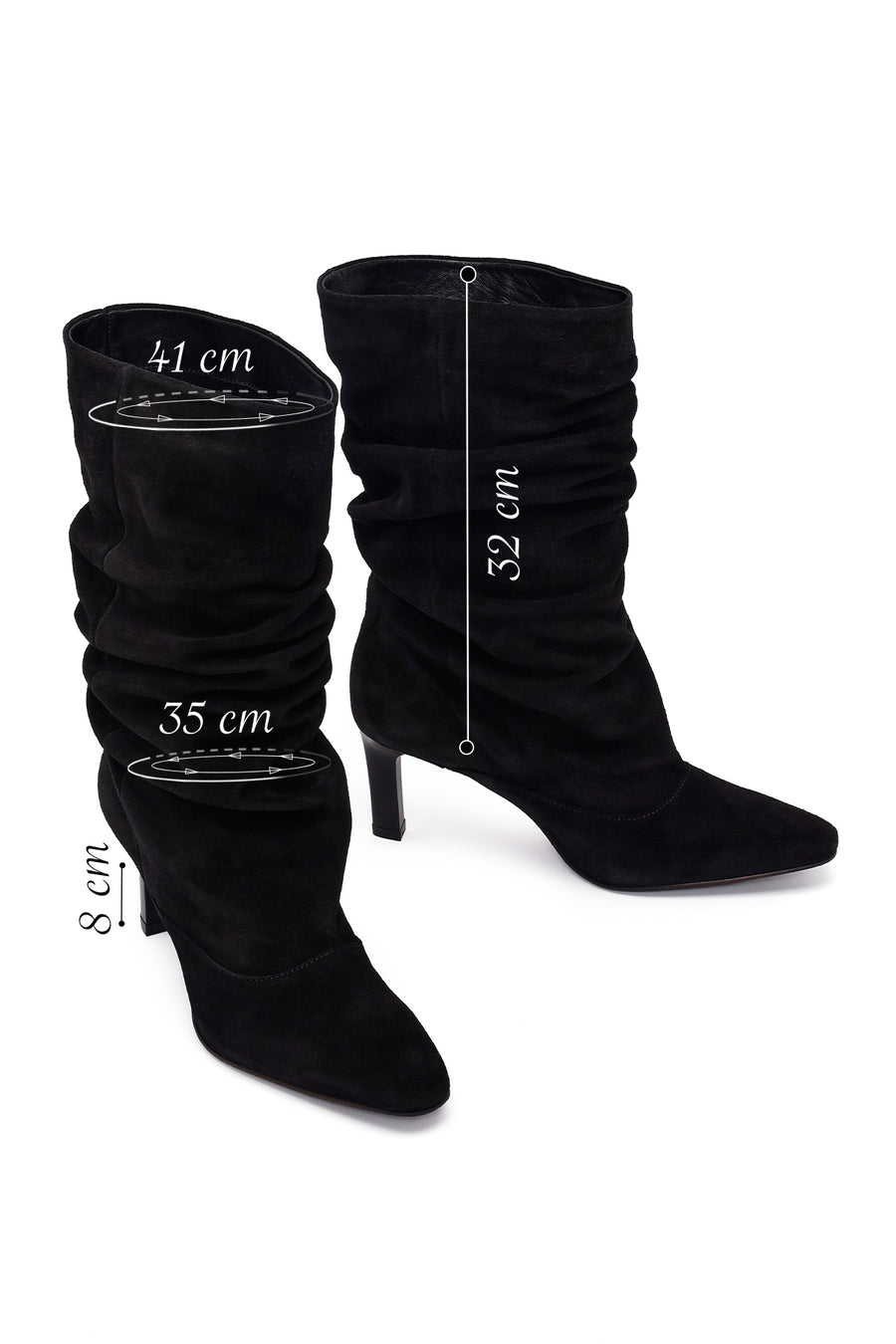 Woman Black Thin High-Heeled Suede Boots