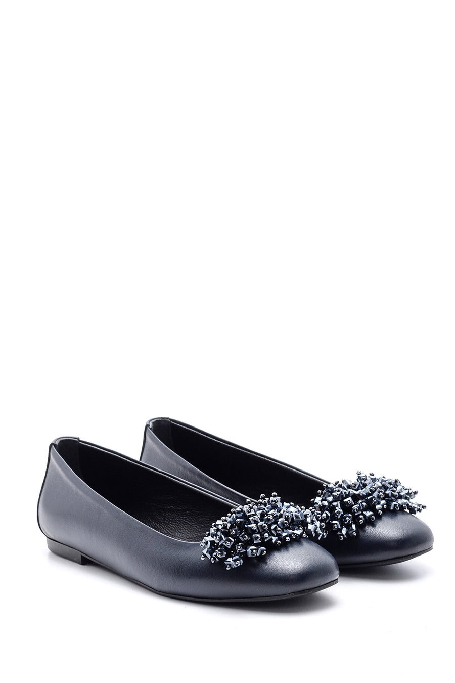 Women's Leather Beaded Ballerinas