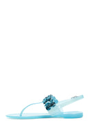 Women's Blue Jelly Transparent Stone Flip Flops Sandals | Derimod