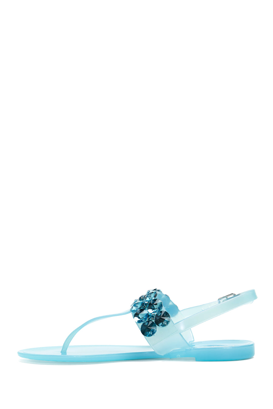 Women's Blue Jelly Transparent Stone Flip Flops Sandals