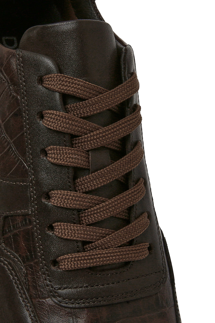 Erkek Kahverengi Bağcıklı Deri Sneaker