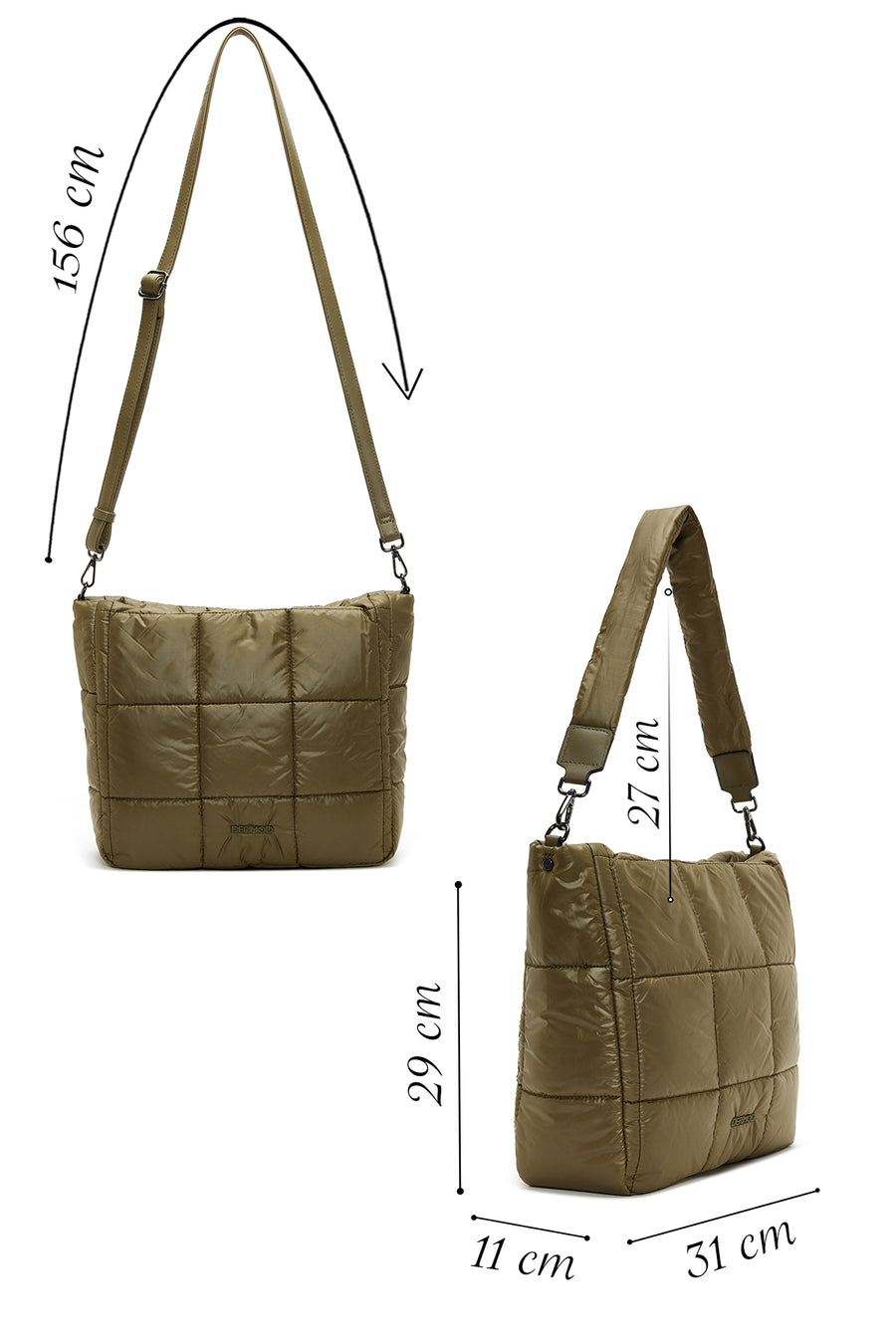 Women's Khaki Quilted Shoulder Bag
