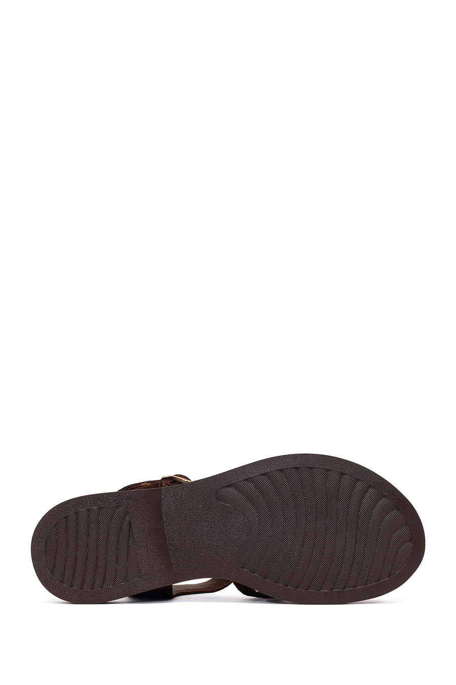 Woman Brown Ankle Buckle Suede Sandal