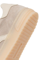 Woman Beige Lace-Up Suede Leather Sneakers | Derimod