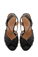 Women's Black Ankle Strap Thick Heeled Sandals | Derimod