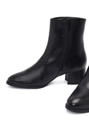 Woman Black Zippered Low Heeled Shoes Leather Boat | Derimod