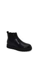 Male Black Thick-Soled Leather Casual Chelsea Boots | Derimod