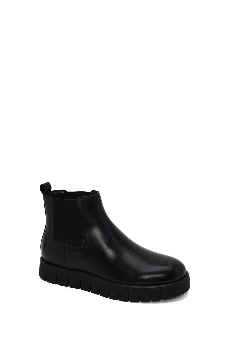 Male Black Thick-Soled Leather Casual Chelsea Boots