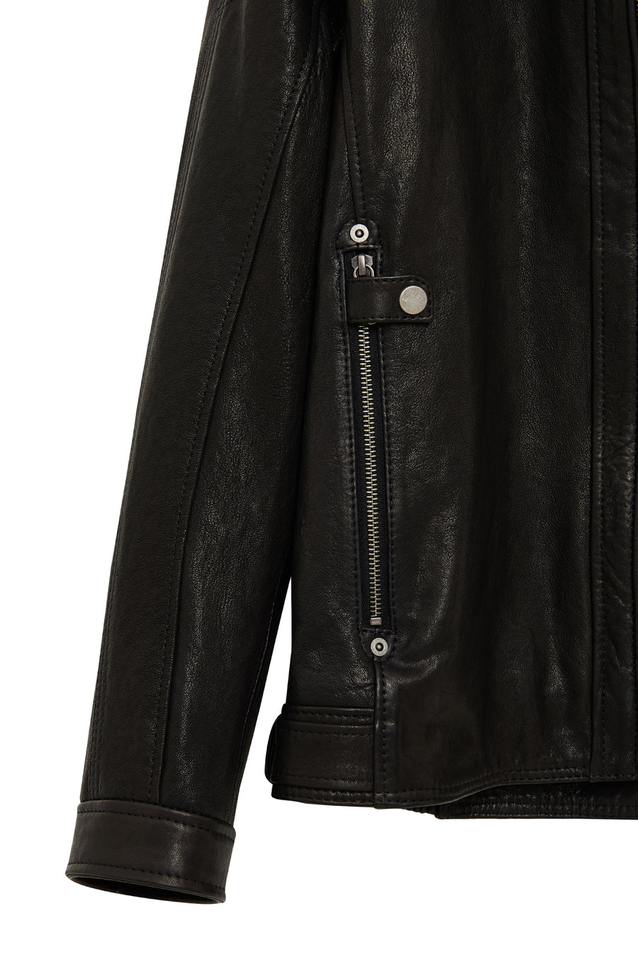 Towns Erkek Siyah Slim-Fit Kısa Deri Ceket
