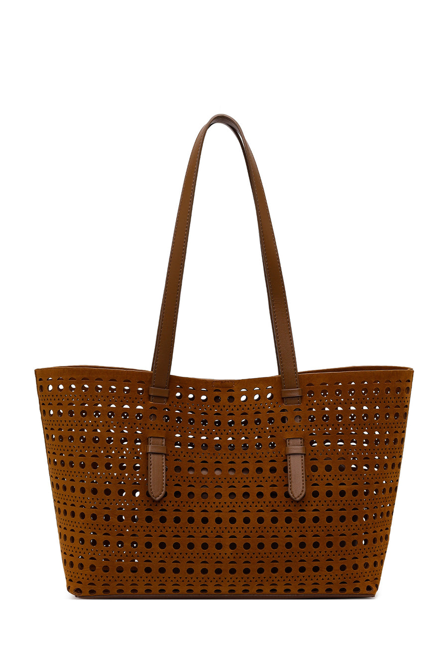 Woman Brown Patterned Suede Shoulder Bag