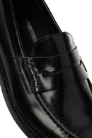 Women's Black Leather Masculine Loafer | Derimod